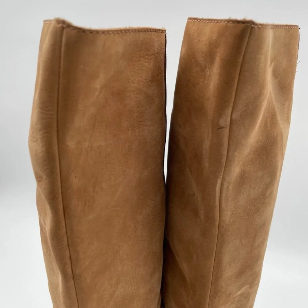 Matisse Womens Tan Suede Leather 1/2 Zip Wedge Boot  Size 6 - Picture 7 of 11